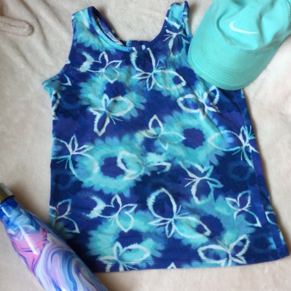 Blue tie-dye tank top